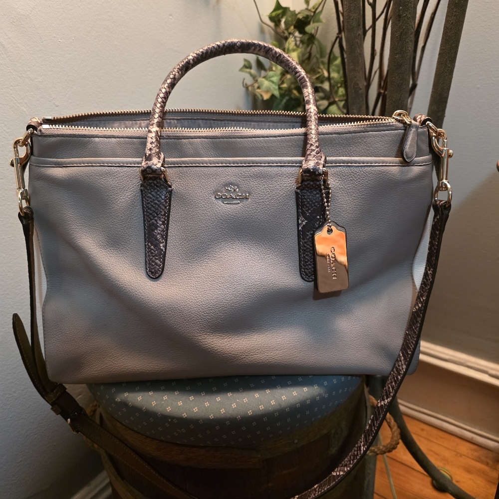 COACH MORGAN COLORBLOCK SATCHEL WITH PYTHON EUC - image 1